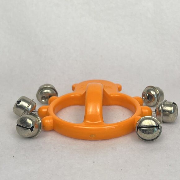 VTG 1980 Bambina Japan Monkey Hand Bell Jingle Orange Child's Rhythm Instrument - Picture 7 of 13